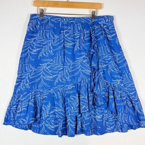 Sundance Medium Skirt Blue Women Ruffle Tiered Dot Coastal Peasant Boho Festival